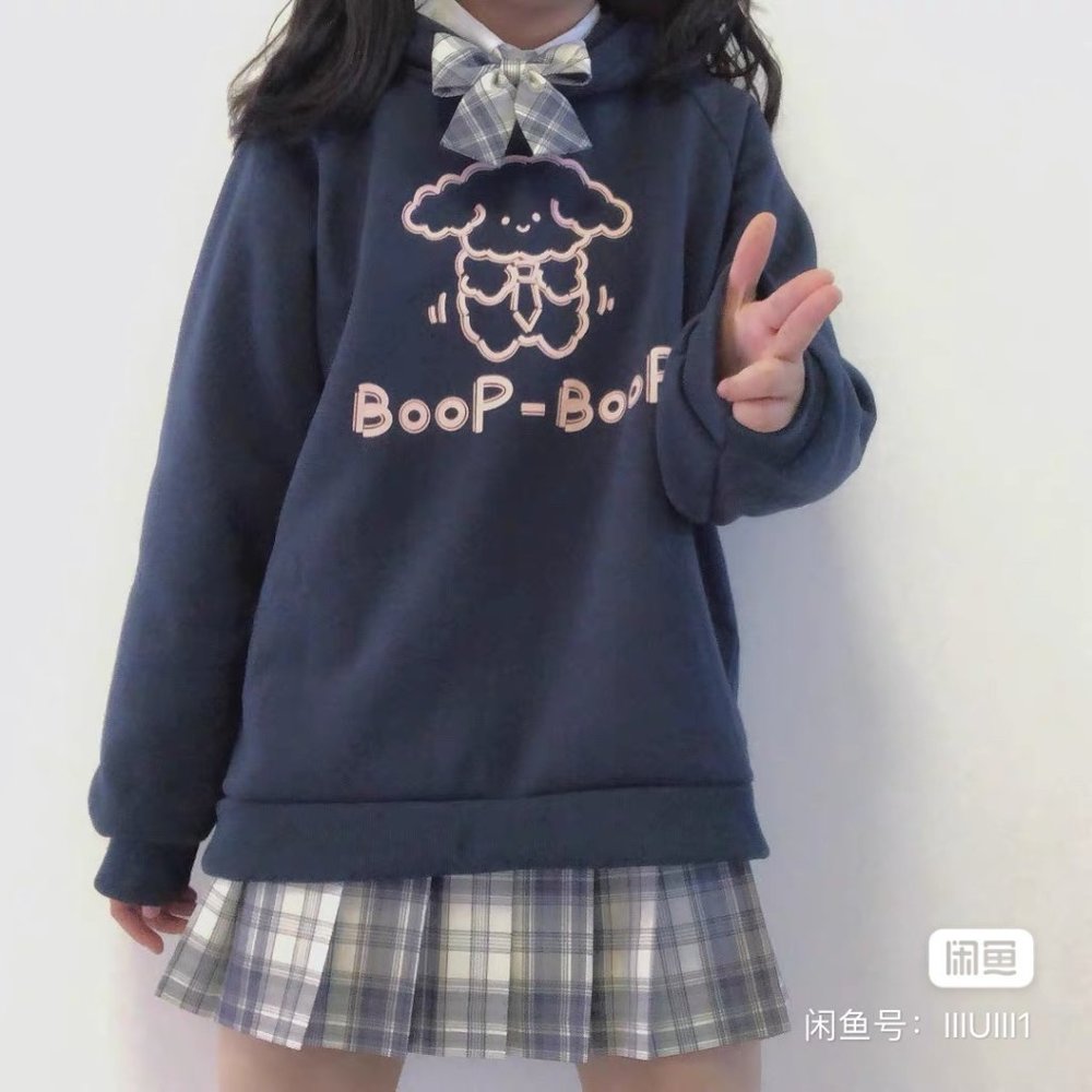 Blue Puppy Jacket Hoodie Cute Sweatshirt Kawaii Lolita Warm Japanese